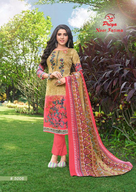 Js Priya Noor Fatima 5 Latest Fancy Collection Of Designer Printed Pure Cotton Dress Material